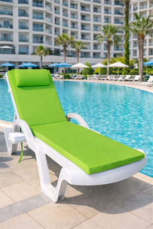 Mi̇rzade Şezlong Mi̇nderi̇ Lüks Su Geçi̇rmez Kumaş Yastikli Gri̇ Süngerli̇ Fermuarli-Fistik Yeşi̇l | Yastıklı Lüks Şezlong Minderi – 5 cm Sünger