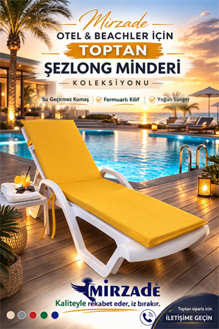 Mi̇rzade Şezlong Mi̇nderi̇ Standart Su Geçi̇rmez Malzeme-Sari | Su Geçirmez Şezlong Minderi – 5 cm Sünger