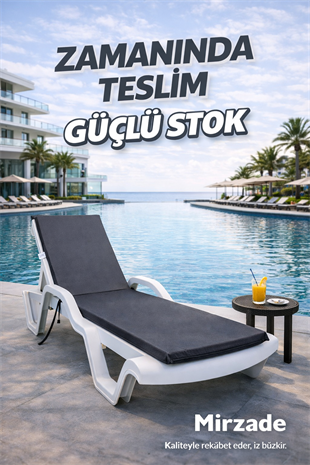 Mi̇rzade Şezlong Mi̇nderi̇ Standart Su Geçi̇rmez Malzeme-K.Gri̇ | Su Geçirmez Şezlong Minderi – 5 cm Sünger