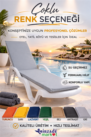 Mi̇rzade Şezlong Mi̇nderi̇ Standart Su Geçi̇rmez Malzeme-Açik Gri̇ | Su Geçirmez Şezlong Minderi – 5 cm Sünger