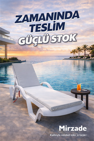 Mi̇rzade Şezlong Mi̇nderi̇ Standart Su Geçi̇rmez Malzeme-Krem | Su Geçirmez Şezlong Minderi – 5 cm Sünger