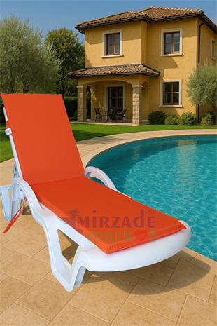 Mi̇rzade Şezlong Mi̇nderi̇ Standart  Su Geçi̇rmez Malzeme-Turuncu | Su Geçirmez Şezlong Minderi – 5 cm Sünger