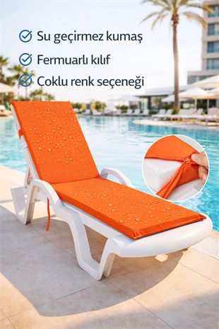 Mi̇rzade Şezlong Mi̇nderi̇ Standart  Su Geçi̇rmez Malzeme-Turuncu | Su Geçirmez Şezlong Minderi – 5 cm Sünger