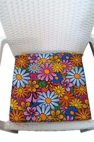 Mirzade 4lü Paket Sandalye Minderi tekli 40x40-kırmızı çiçek