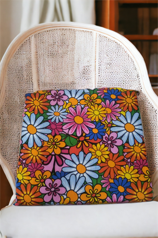 Mirzade 4lü Paket Sandalye Minderi tekli 40x40-kırmızı çiçek