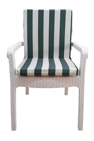 Mi̇rzade 6 Adet Eli̇t Su Geçi̇rmez Yüksek Arkali Mi̇nder-Yeşi̇l/Krem | 6’lı Su Geçirmez Yüksek Arkalı Sandalye Minderi – Fermuarlı