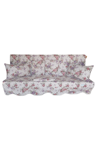 MİRZADE ELİT SALINCAK MİNDERİ SU İTİCİ KUMAŞ GRİ SÜNGER FERMUARLI SET-prm 002 kırmızı mor gül