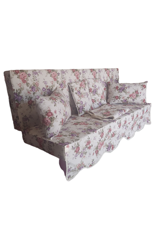 MİRZADE ELİT SALINCAK MİNDERİ SU İTİCİ KUMAŞ GRİ SÜNGER FERMUARLI SET-prm 002 kırmızı mor gül