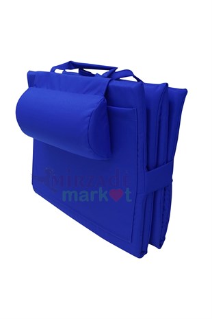 Mi̇rzade Lüks Plaj Mi̇nderi̇ Çanta Katlanir Su Geçi̇rmez-Saks Mavi̇ | Yastıklı, Fermuarlı, Çantalı Lüks Plaj Minderi – 50x180x3 cm