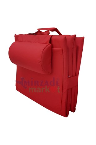 Mi̇rzade Lüks Plaj Mi̇nderi̇ Çanta Katlanir Su Geçi̇rmez-Kirmizi | Yastıklı, Fermuarlı, Çantalı Lüks Plaj Minderi – 50x180x3 cm
