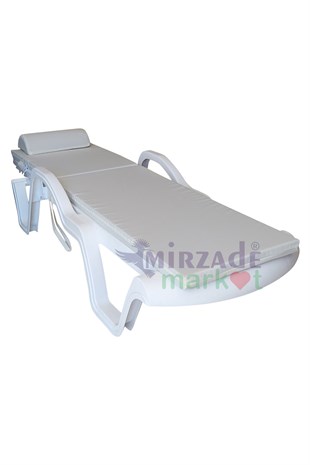 Mi̇rzade Şezlong Mi̇nderi̇ Lüks Su Geçi̇rmez Kumaş Yastikli Gri̇ Süngerli̇ Fermuarli-Krem | Yastıklı Lüks Şezlong Minderi – 5 cm Sünger