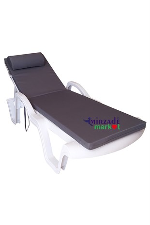 Mi̇rzade Şezlong Mi̇nderi̇ Lüks Su Geçi̇rmez Kumaş Yastikli Gri̇ Süngerli̇ Fermuarli-Koyu Gri̇ | Yastıklı Lüks Şezlong Minderi – 5 cm Sünger