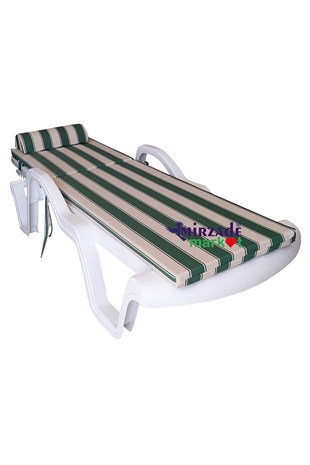 Mi̇rzade Şezlong Mi̇nderi̇ Lüks Su Geçi̇rmez Kumaş Yastikli Gri̇ Süngerli̇ Fermuarli-Yeşi̇l Krem | Yastıklı Lüks Şezlong Minderi – 5 cm Sünger