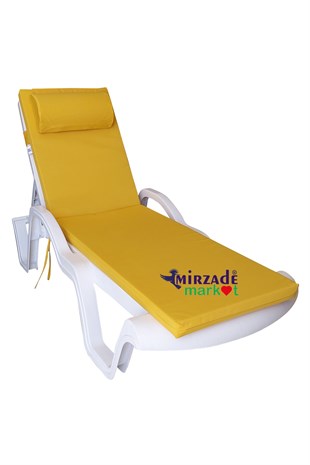 Mi̇rzade Şezlong Mi̇nderi̇ Lüks Su Geçi̇rmez Kumaş Yastikli Gri̇ Süngerli̇ Fermuarli-Sari | Yastıklı Lüks Şezlong Minderi – 5 cm Sünger