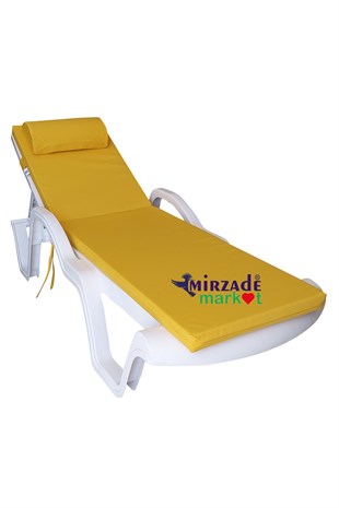 Mi̇rzade Şezlong Mi̇nderi̇ Lüks Su Geçi̇rmez Kumaş Yastikli Gri̇ Süngerli̇ Fermuarli-Sari | Yastıklı Lüks Şezlong Minderi – 5 cm Sünger
