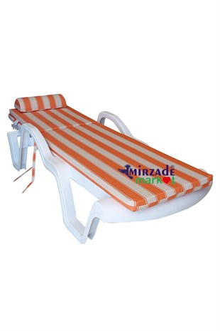 Mi̇rzade Şezlong Mi̇nderi̇ Lüks Su Geçi̇rmez Kumaş Yastikli Gri̇ Süngerli̇ Fermuarli-Turuncu Krem | Yastıklı Lüks Şezlong Minderi – 5 cm Sünger