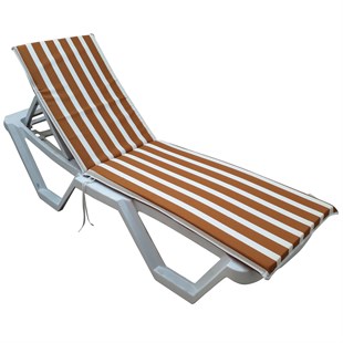 Şezlong Mi̇nderi̇ Medi̇an Pam./Pol. Kumaş Fermuarli-Kahve/Beyaz | Su Geçirmez Şezlong Minderi – 5 cm Sünger