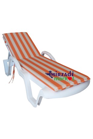 Mi̇rzade Şezlong Mi̇nderi̇ Standart Su Geçi̇rmez Malzeme-Karde Turuncu Krem | Su Geçirmez Şezlong Minderi – 5 cm Sünger