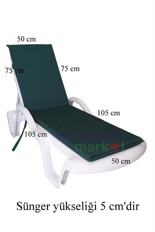 Mi̇rzade Şezlong Mi̇nderi̇ Standart Su Geçi̇rmez Malzeme-Koyu Yeşi̇l | Su Geçirmez Şezlong Minderi – 5 cm Sünger