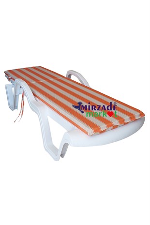 Mi̇rzade Şezlong Mi̇nderi̇ Standart Su Geçi̇rmez Malzeme-Turuncu Krem | Su Geçirmez Şezlong Minderi – 5 cm Sünger