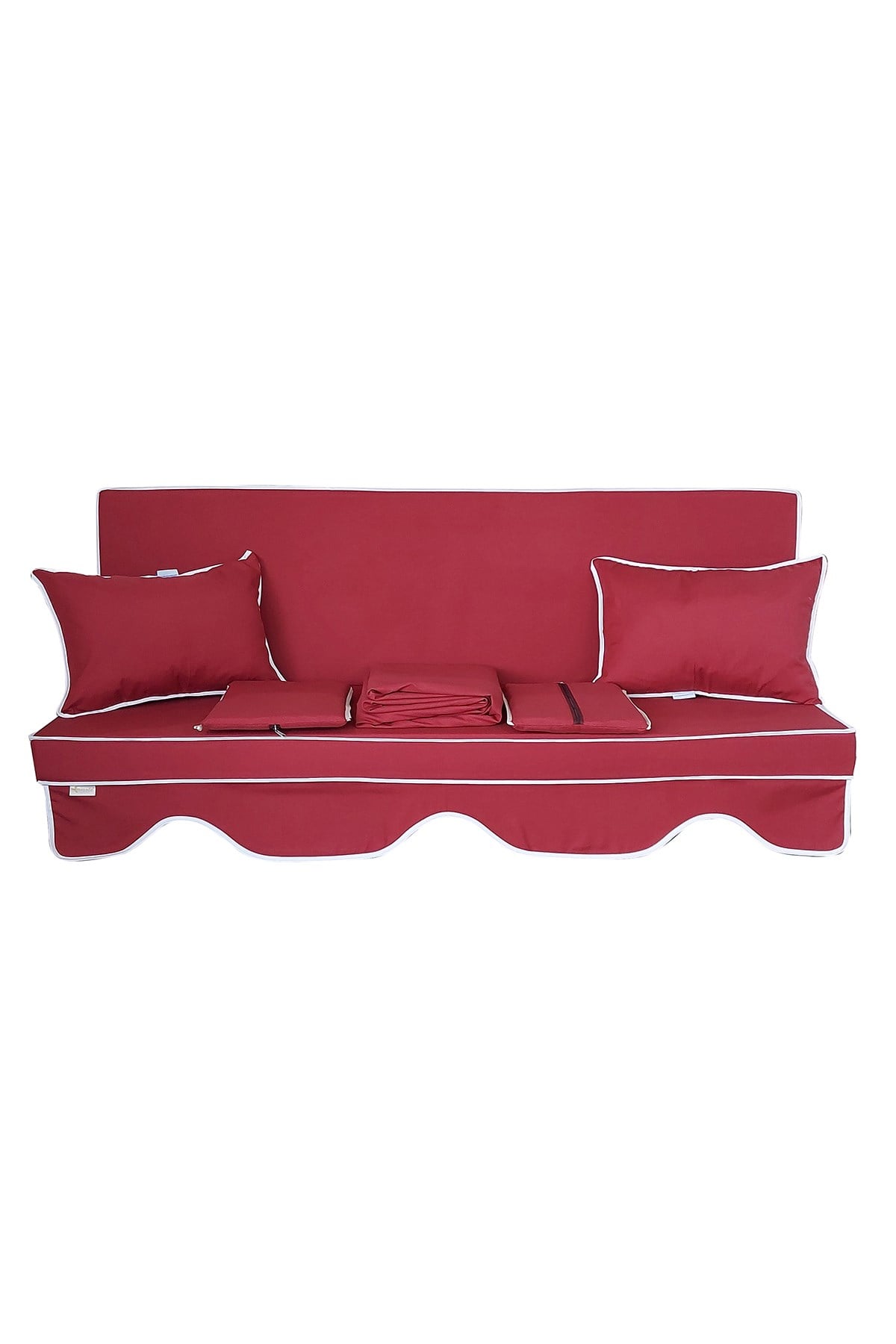 BAHÇEM BAHAR ELİT SALINCAK MİNDERİ SU İTİCİ KUMAŞ GRİ SÜNGER FERMUARLI SET-bordo drk 7154