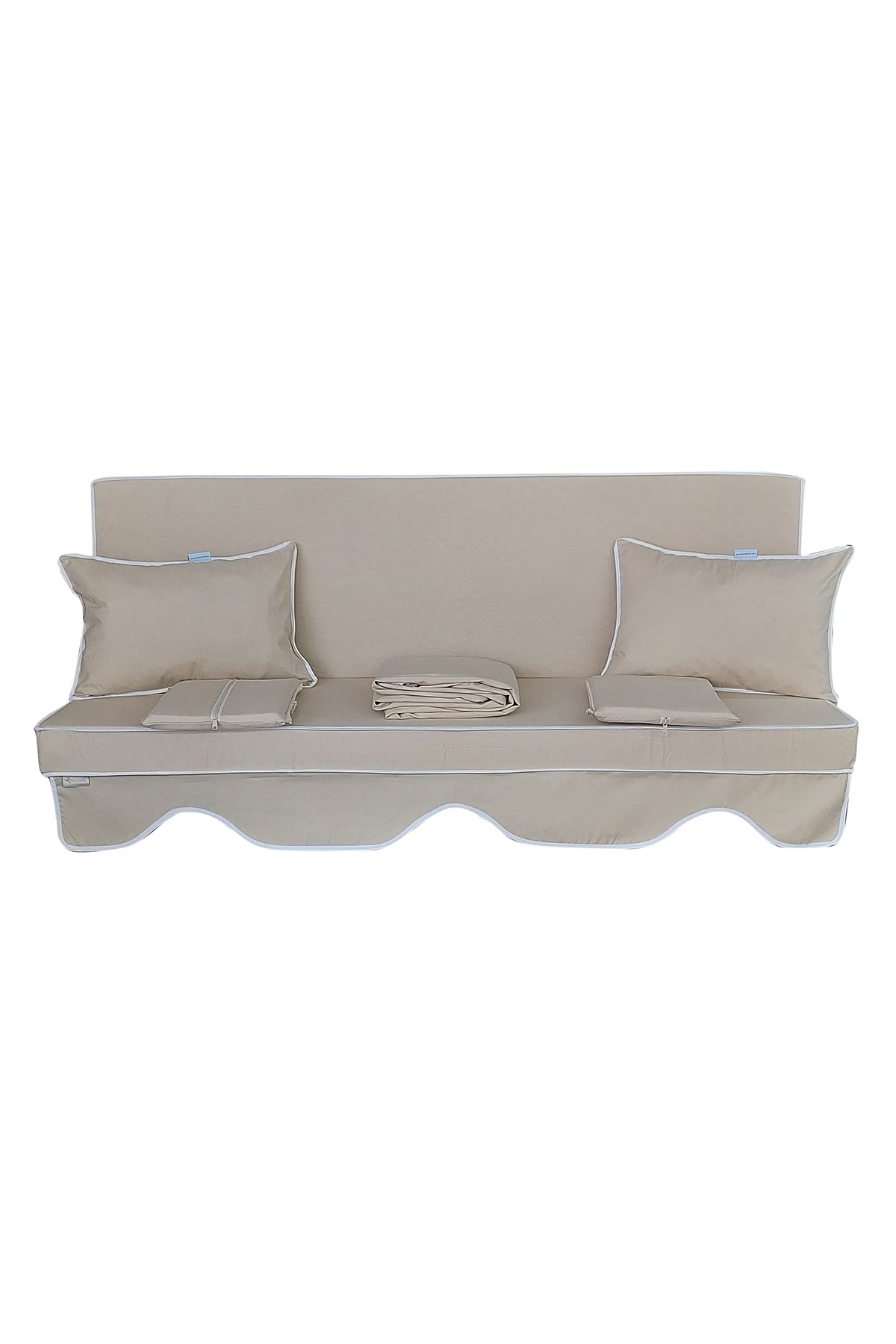 BAHÇEM BAHAR ELİT SALINCAK MİNDERİ SU İTİCİ KUMAŞ GRİ SÜNGER FERMUARLI SET-taş rengi drk 7967