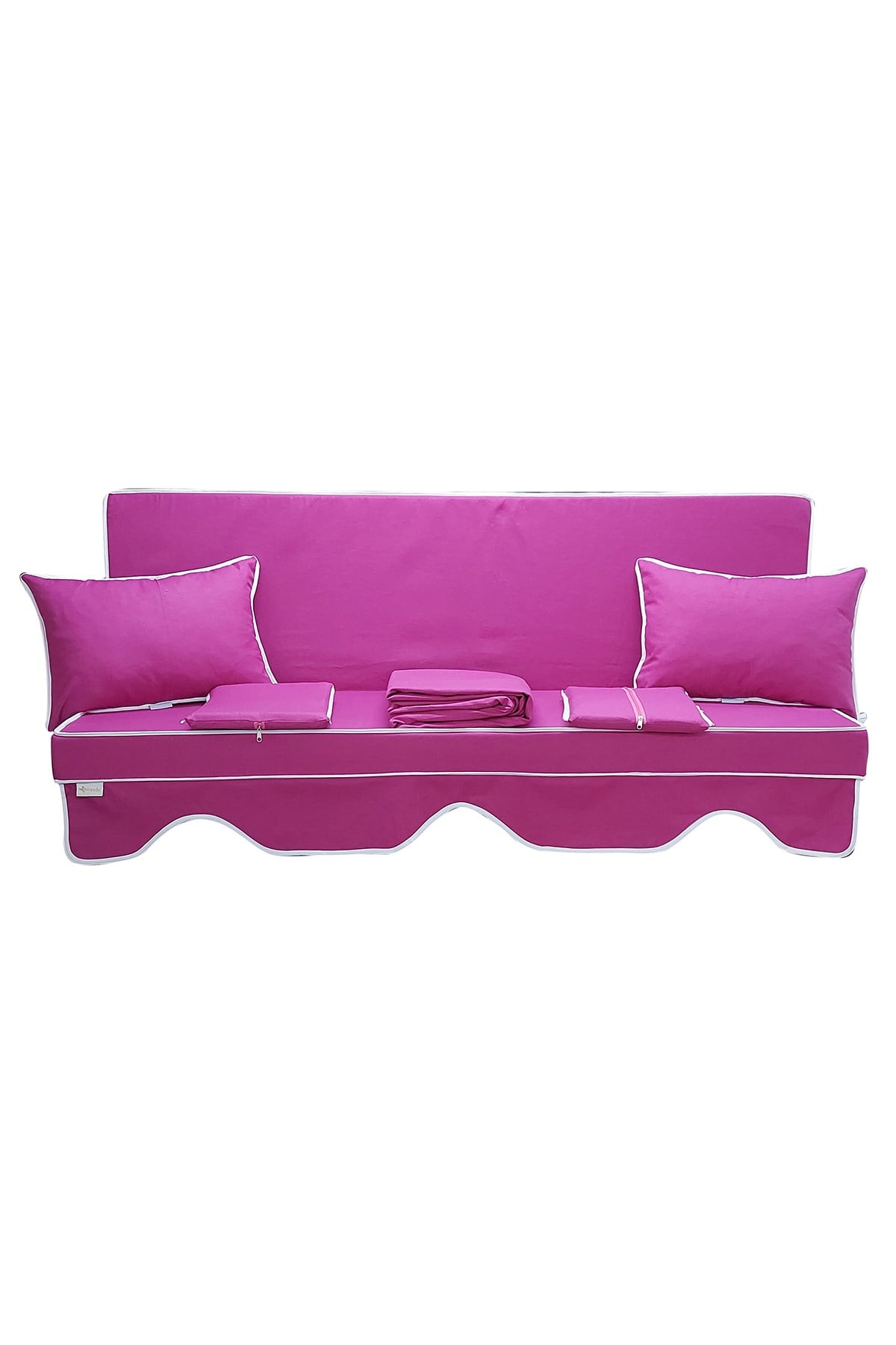 BAHÇEM BAHAR ELİT SALINCAK MİNDERİ SU İTİCİ KUMAŞ GRİ SÜNGER FERMUARLI SET-fuşya drm 4124