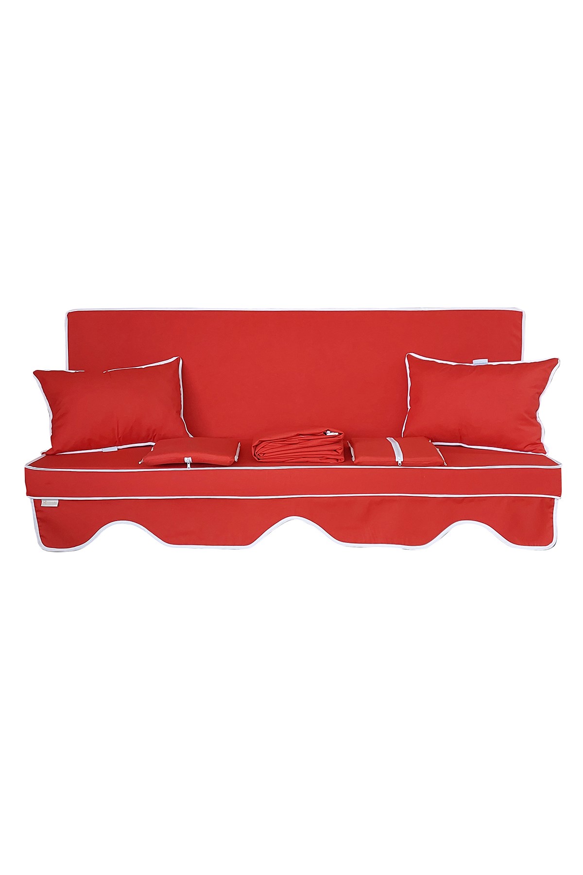 BAHÇEM BAHAR ELİT SALINCAK MİNDERİ SU İTİCİ KUMAŞ GRİ SÜNGER FERMUARLI SET-kırmızı tdrk 301