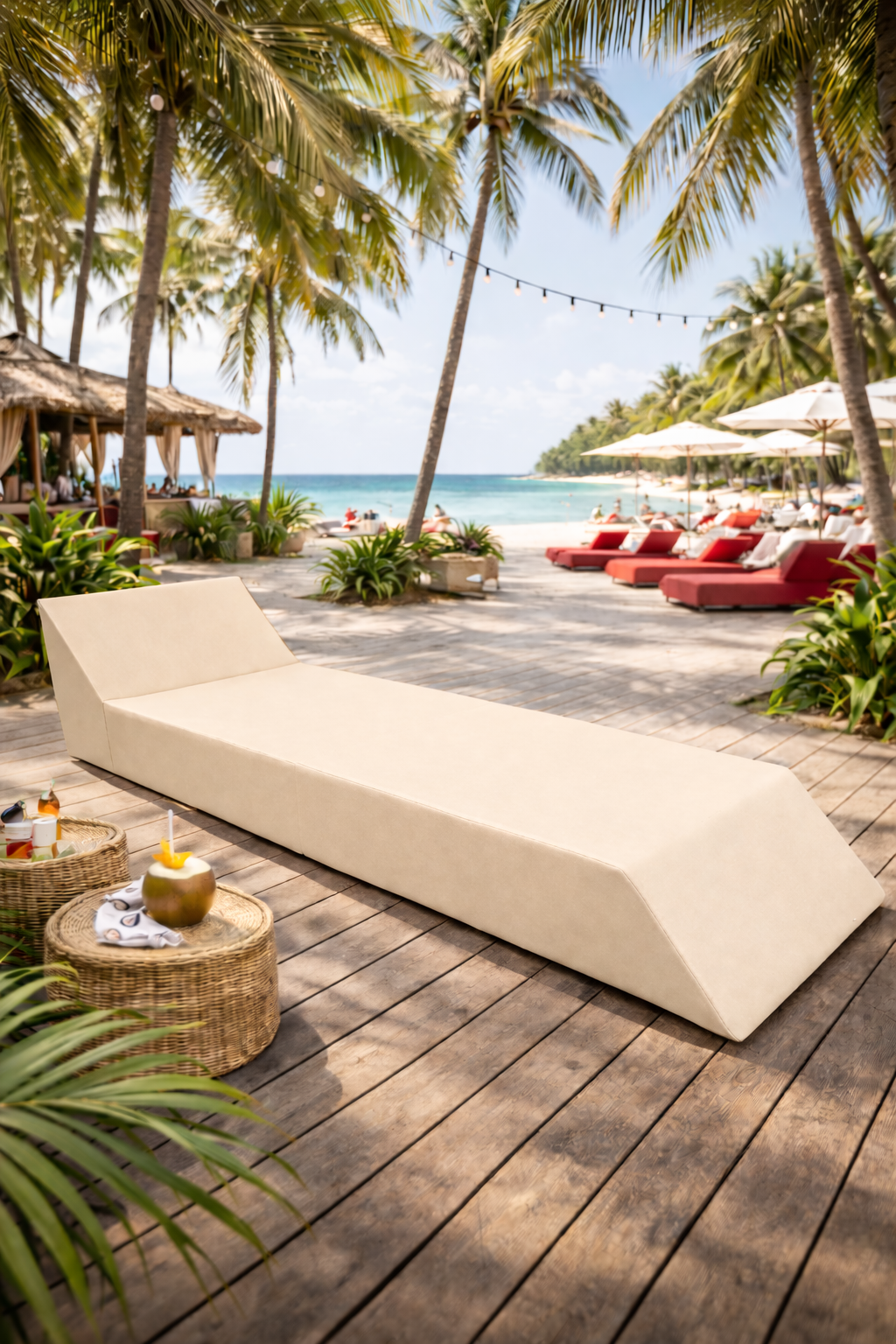 Katlanır Sunbed Güneşlenme Minderi - Açık Bej | Taşınabilir, Su Geçirmez | Mirzade