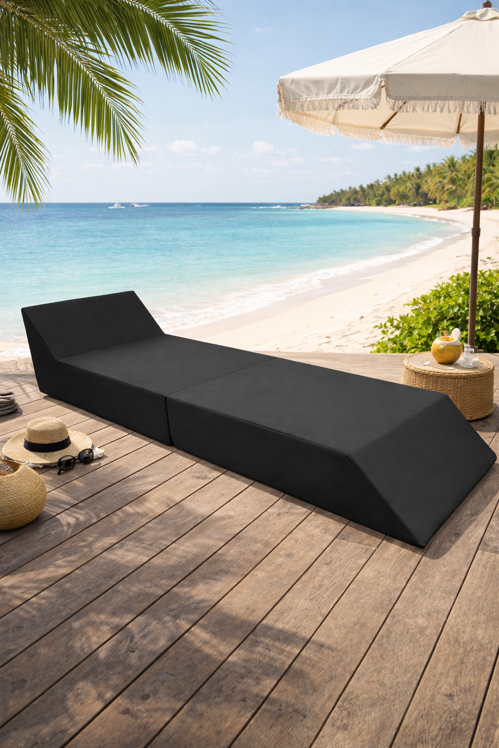 Katlanır Sunbed Güneşlenme Minderi - Koyu gri | Taşınabilir, Su Geçirmez | Mirzade