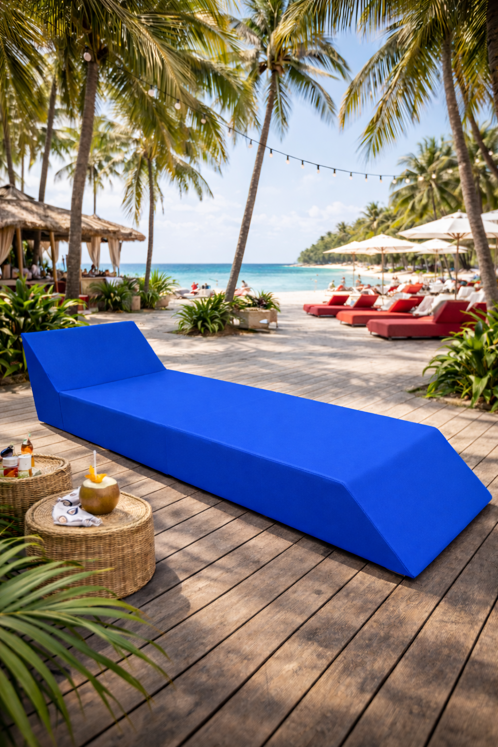 Katlanır Sunbed Güneşlenme Minderi - Saks Mavi | Taşınabilir, Su Geçirmez | Mirzade