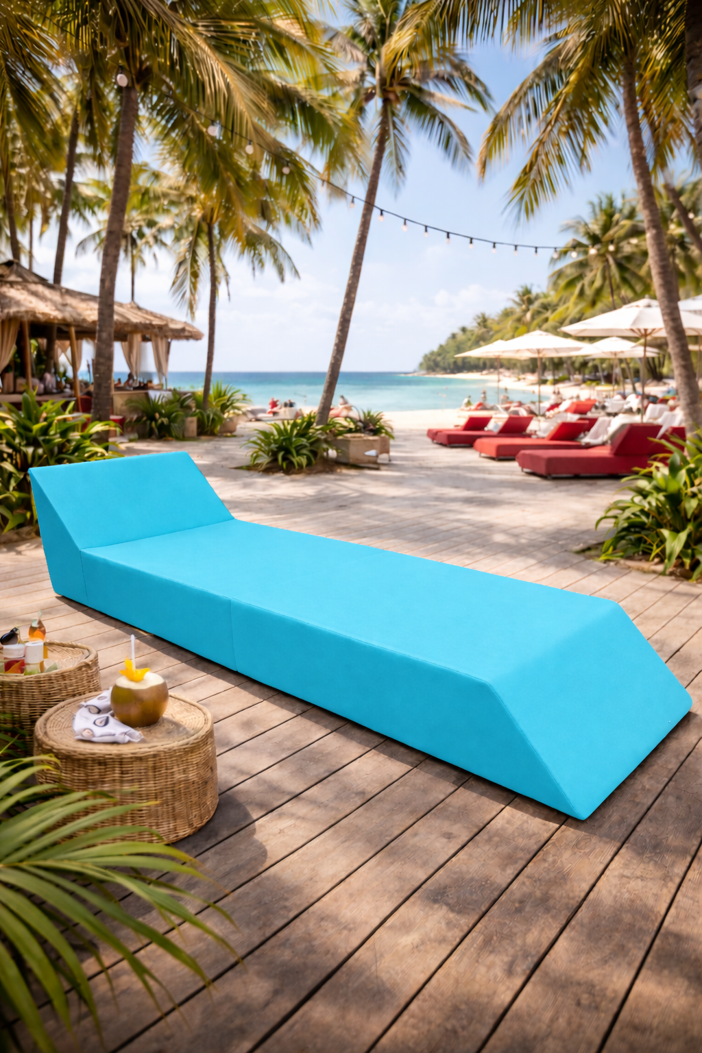 Katlanır Sunbed Güneşlenme Minderi - Turkuaz Mavi | Taşınabilir, Su Geçirmez | Mirzade