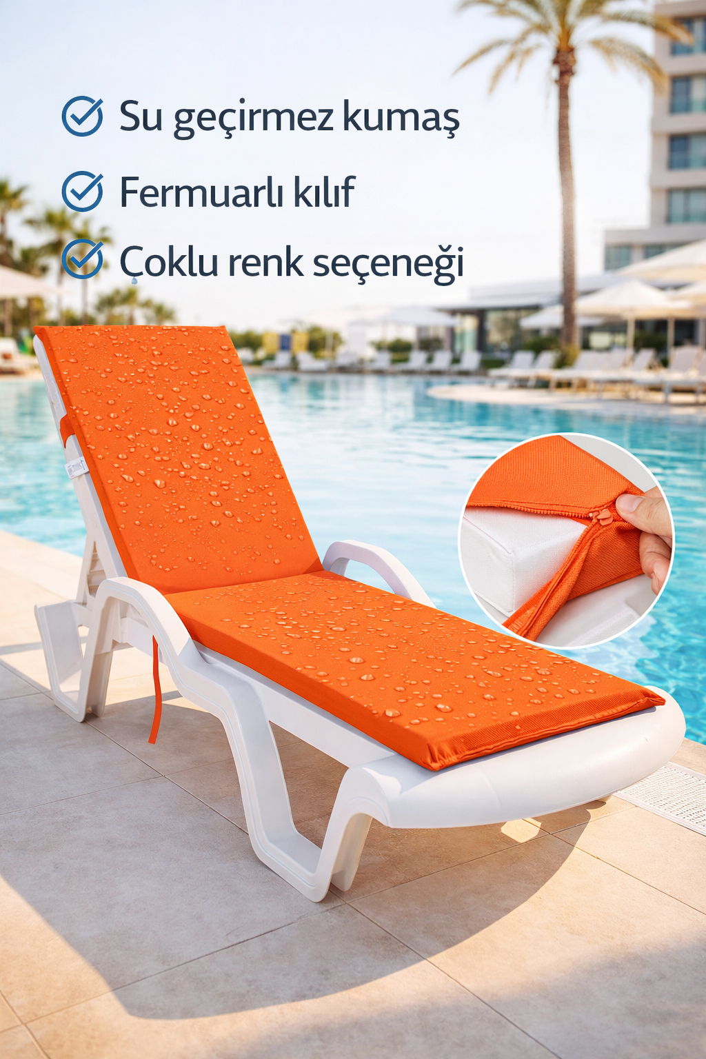 Mi̇rzade Şezlong Mi̇nderi̇ Standart Su Geçi̇rmez Malzeme-Turuncu