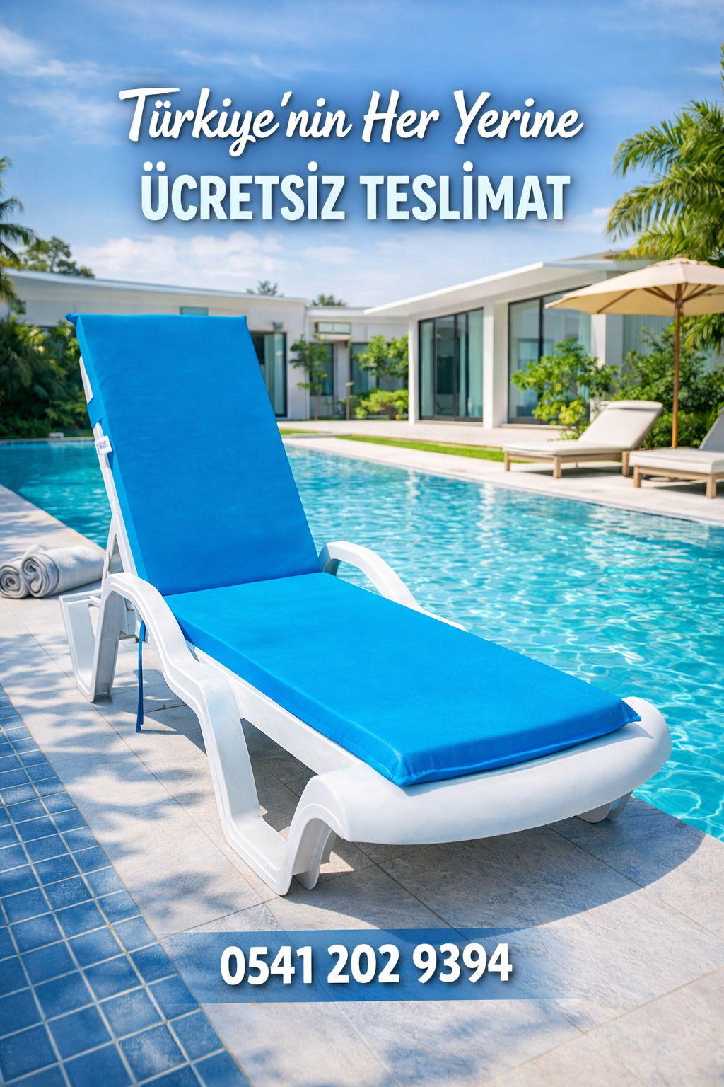 Mi̇rzade Şezlong Mi̇nderi̇ Standart  Su Geçi̇rmez Malzeme-Turkuaz | Su Geçirmez Şezlong Minderi – 5 cm Sünger