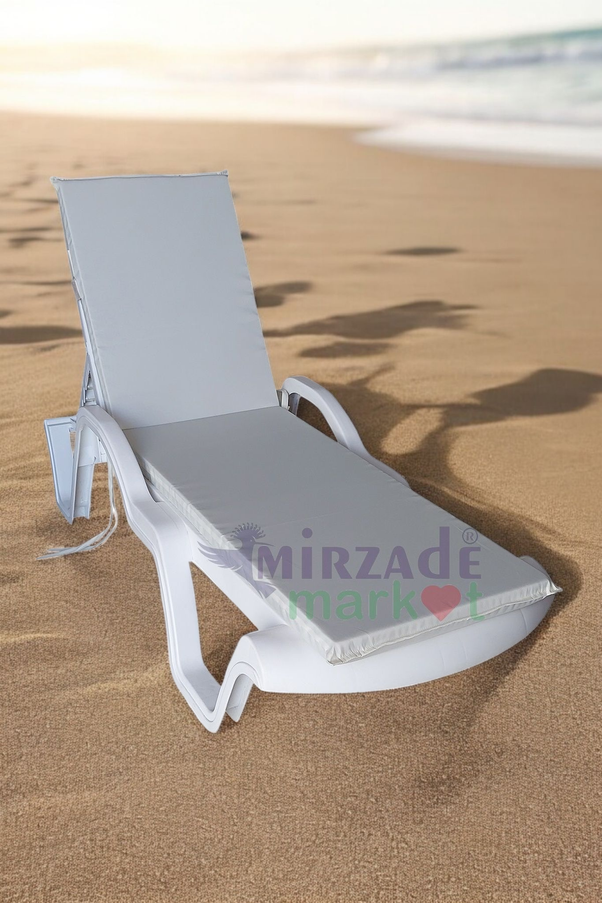 Mi̇rzade Şezlong Mi̇nderi̇ Standart Su Geçi̇rmez Malzeme-Açik Gri̇ | Su Geçirmez Şezlong Minderi – 5 cm Sünger
