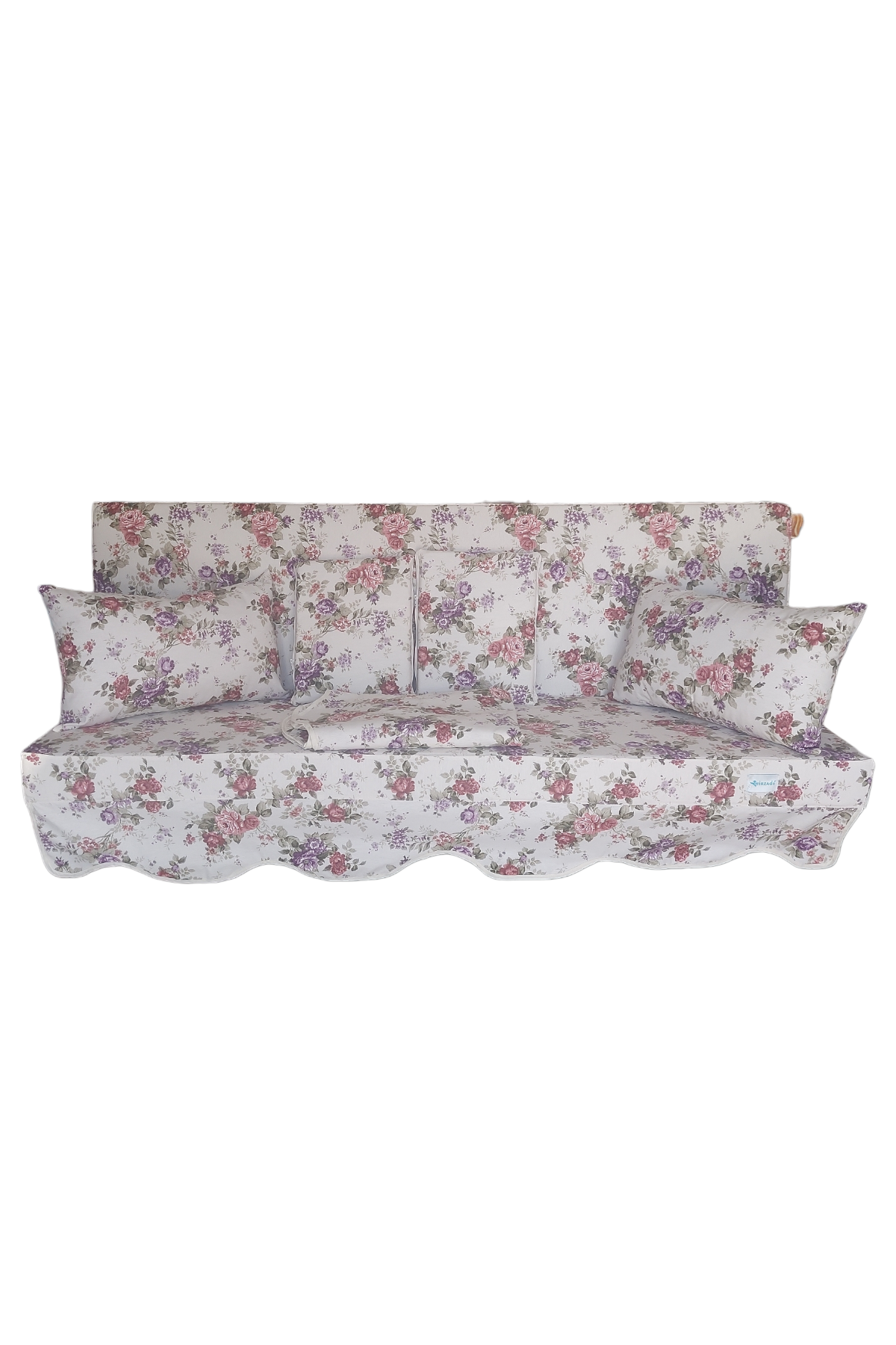 MİRZADE ELİT SALINCAK MİNDERİ SU İTİCİ KUMAŞ GRİ SÜNGER FERMUARLI SET-prm 002 kırmızı mor gül