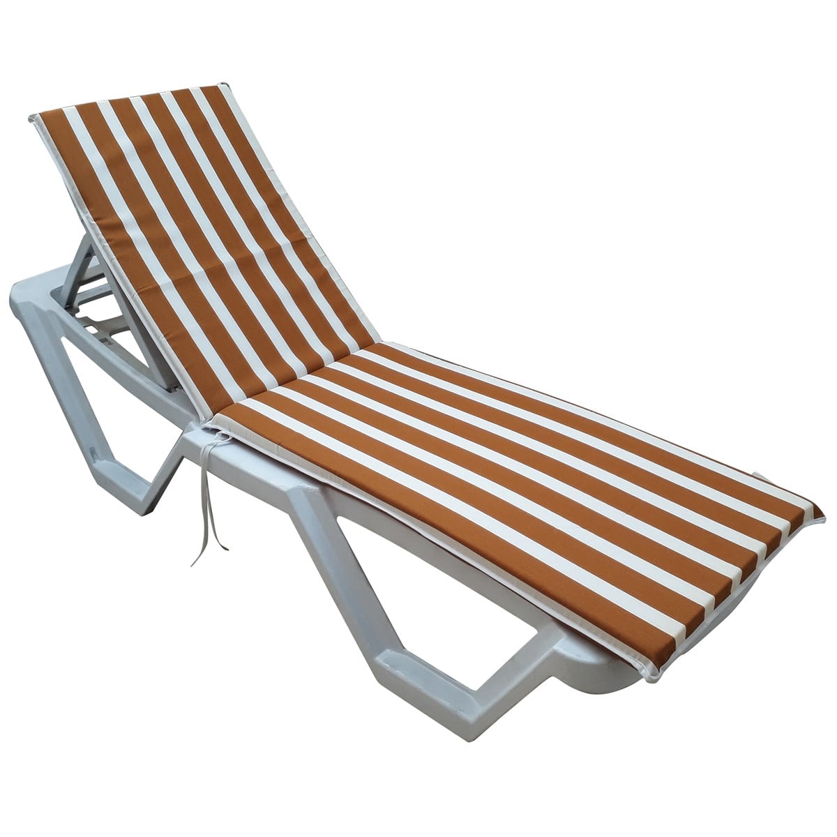 ŞEZLONG MİNDERİ PAM./POL. KUMAŞ FERMUARLI BİYELİ 5 CM SÜNGER-KAHVE/BEYAZ