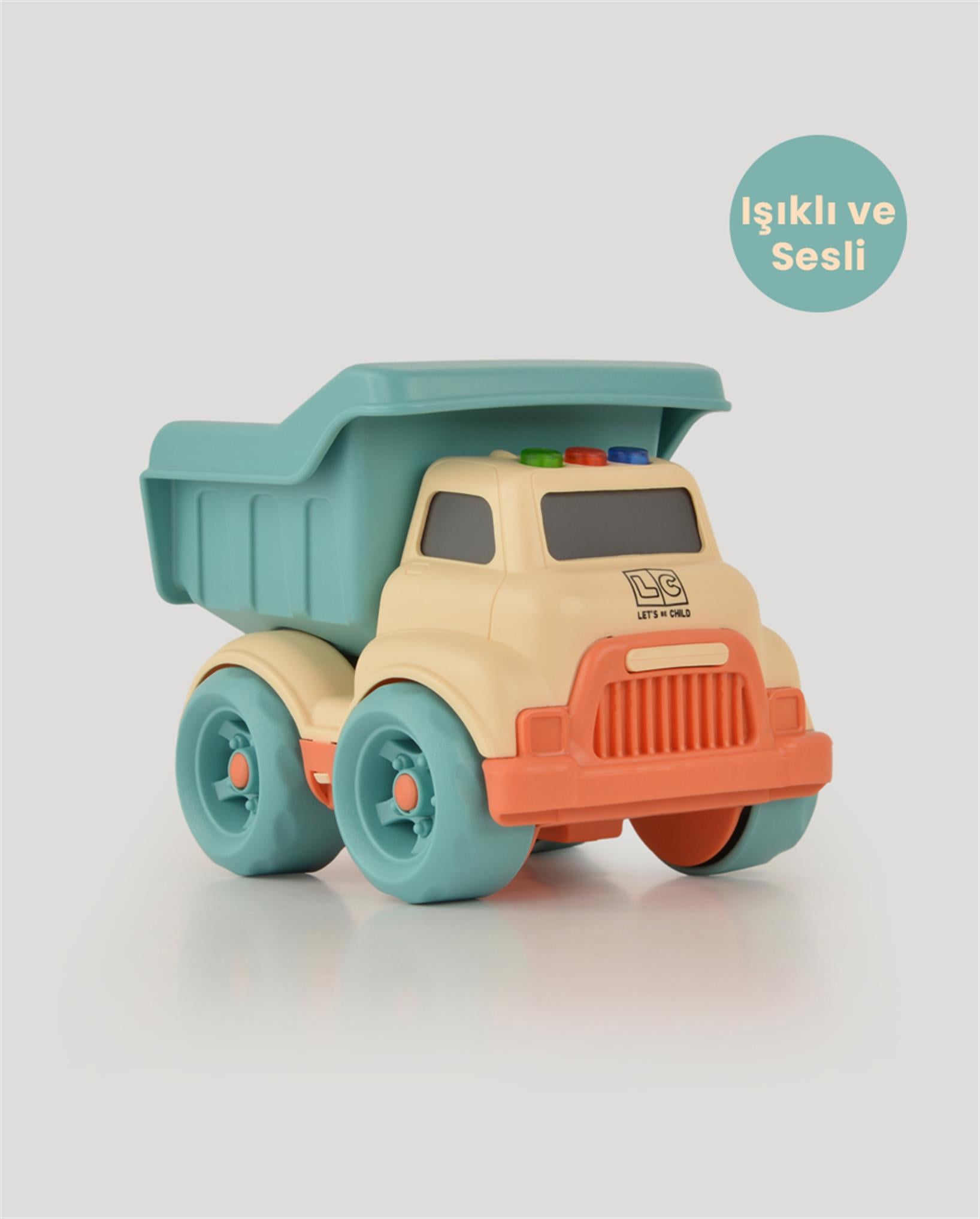 Bej Sesli ve Işıklı Minik Kamyon