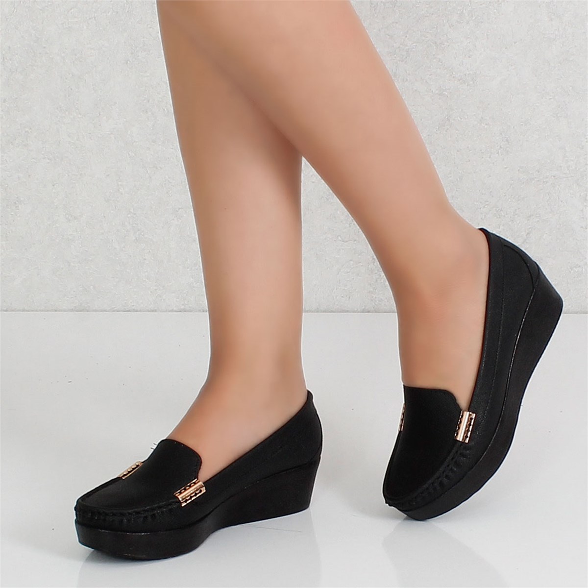 Siyah prad Dolgu Topuklu Kadın Ayakkabı 109KY Fiyatı ve Modelleri