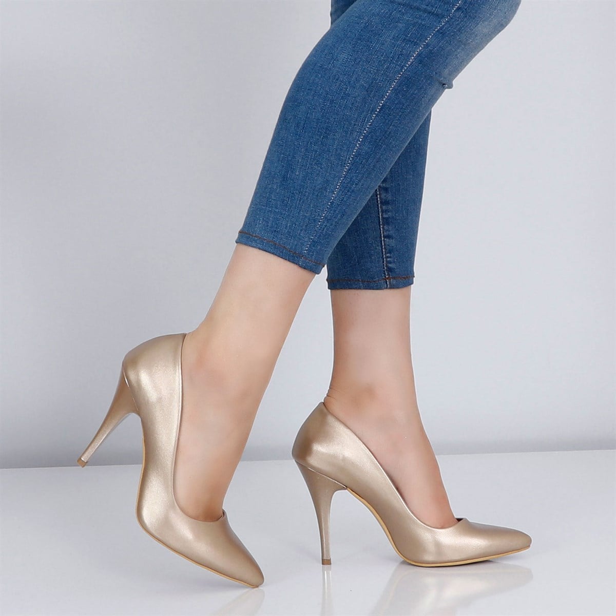 Altın şanel Yüksek Topuk Kadın Stiletto 400 Sivri