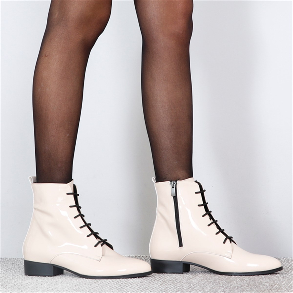 Bej Rugan Kalın Taban Kadın Bot 7007