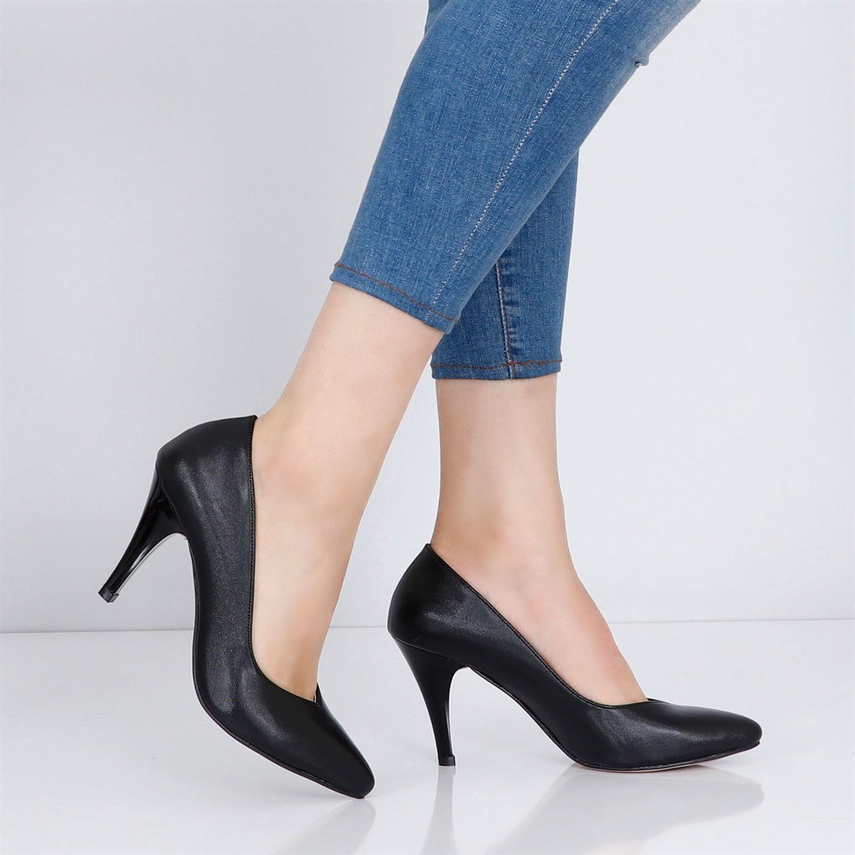 Siyah şanel Topuklu Kadın Stiletto CV306Y