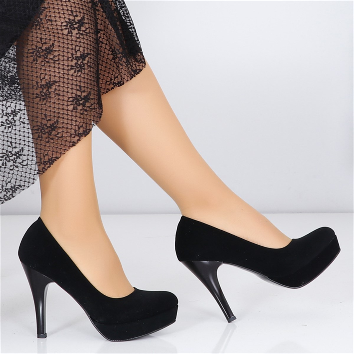 Siyah süet Platform Topuk Kadın Ayakkabı PYTK 20MY Fiyatı ve Modelleri