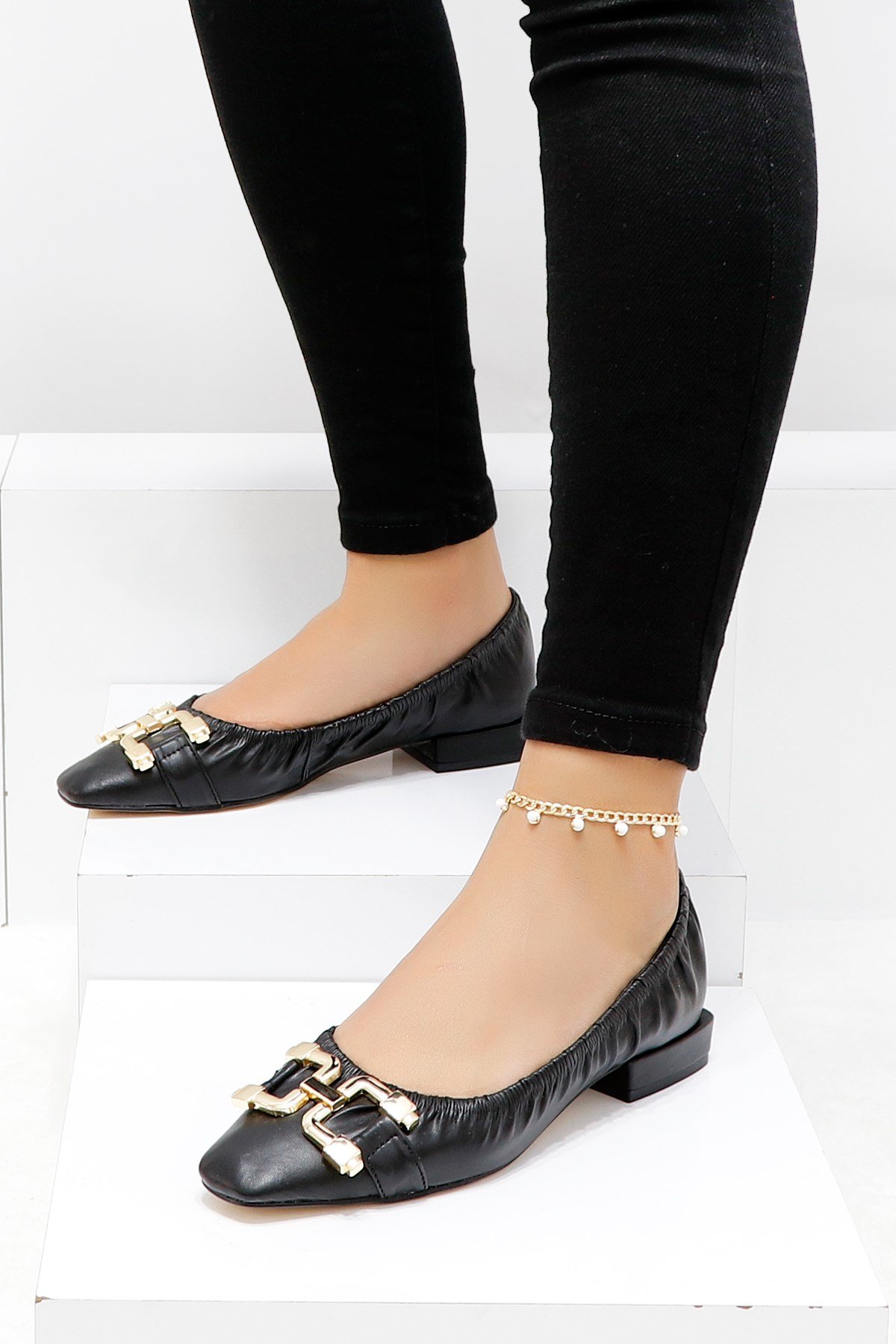 Siyah Topuklu Kadın Babet Ayakkabı Büzgülü 759 Fiyatı ve Modelleri