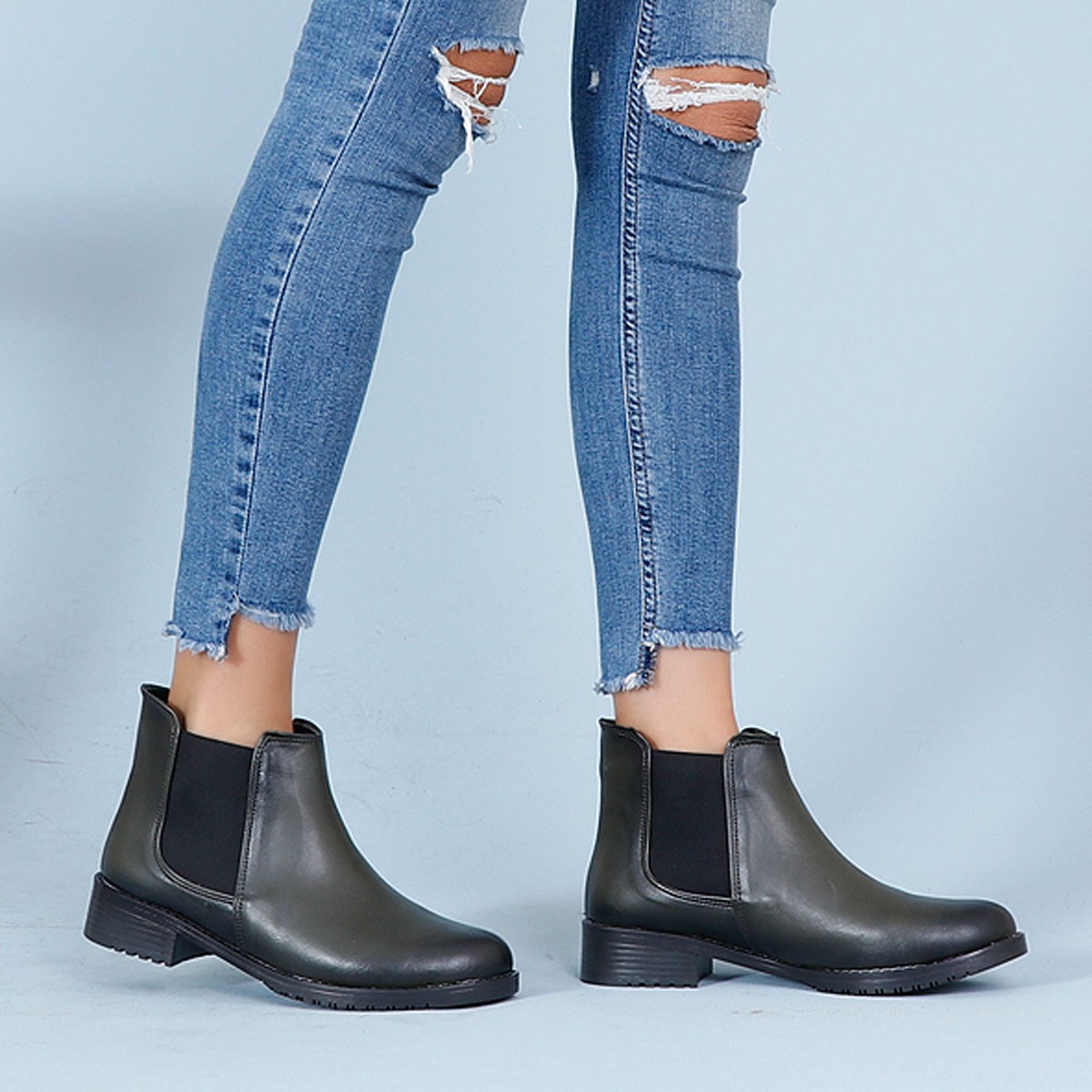 Yeşil Kalın Taban Kadın Bot K01