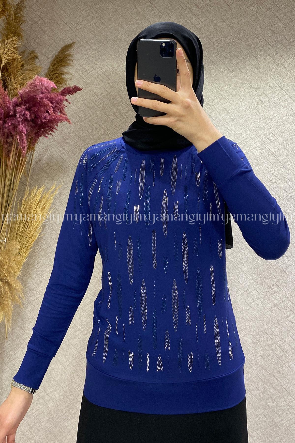 1719 AYLİN PENYE BLUZ - İndigo