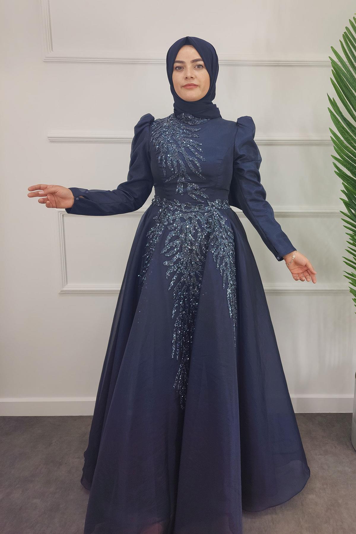2268 NEW ELEGANS ELBİSE - Lacivert