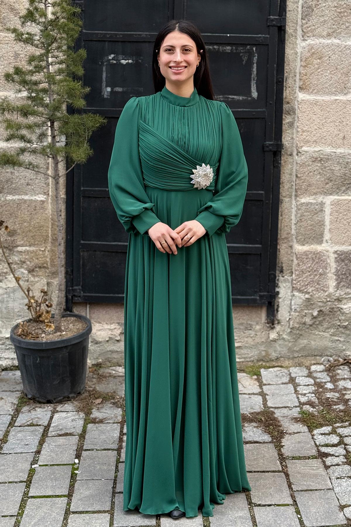 Aslanağzı Tesettür Abiye - YEŞİL