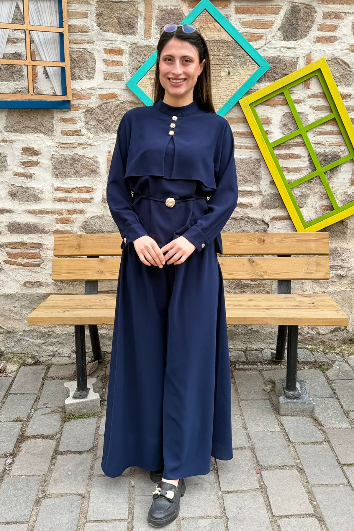 Bolero Görünümlü Hakim Yaka Etekli Takım - LACİVERT