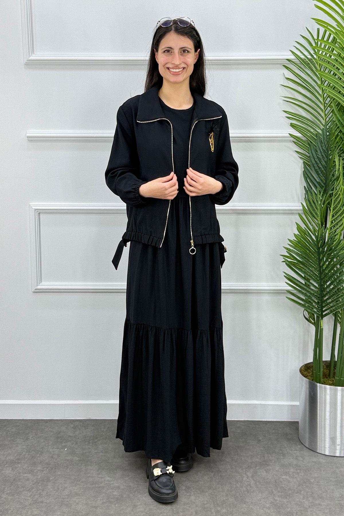 Ecrin Tesettür Elbise - Siyah